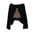 thumbnail image 3 of Craaazy Christmas Sweaters for Women Knitted Fall Winter Xmas Print Women Pullover Sweater Crew Neck Long Sleeved Christmas Print Graphic Festival Tops Gifts, 3 of 5