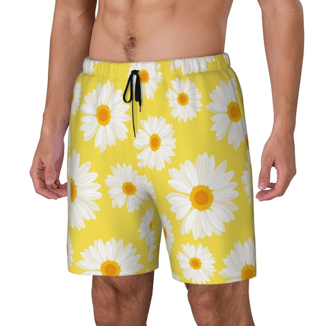 Fotbe Daisies Flowers Traje de Baño para Hombre – Shorts de Natación de Secado Rápido con Forro y Bolsillos-XX-Large