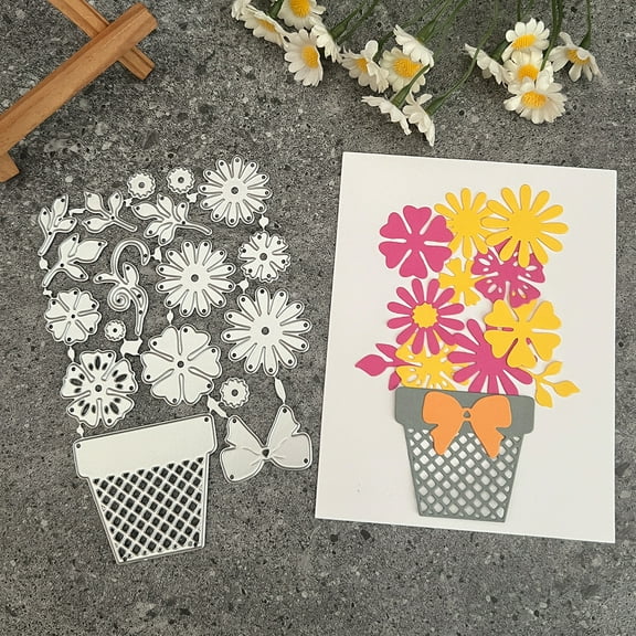 Die Cuts for Card Making, Ouginx Flowers Plant Pot Metal Cutting Dies DIY Die Cutters Die Stencils for Scrapbooking, Embossing & More