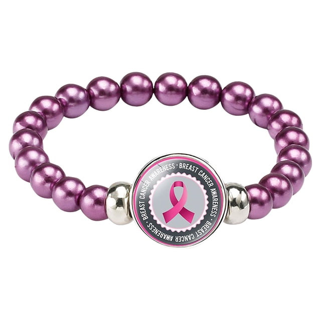 Cancer Awareness Bracelet Ribbon Charm Jewelry For Women Support Strength Inspirational