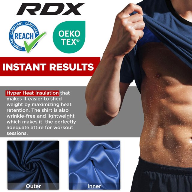 RDX Men's Sauna Shirt - Heat Trapping Workout Top For Maximum Sweat & Fitness