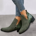 thumbnail image 2 of Mepaouo Western Ankle Bootie Womens Suede Stacked Heel Chelsea Slip on Short Boots with Zipper(Green,6.5), 2 of 9