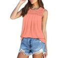 thumbnail image 2 of TEMOFON Tank Tops for Women Crew Neck Flowy Sleeveless Shirts Pleated Loose Fit Trendy Summer Tops Casual Tunics Ruched Basic Tee Solid Color Coral Size XL, 2 of 4