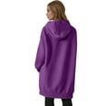 thumbnail image 5 of Fshiont Long Zip Up Hoodie Women Fleece Lined Oversized Tunic Sweatshirt Drop Shoulder Knee Length Fall Winter Hooded Jacket Purple L, 5 of 6