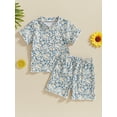 thumbnail image 2 of Bagilaanoe 2pcs Toddler Baby Girl Shorts Set Short Sleeve Print T Shirt Tops + Shorts 12M 18M 24M 3T 4T 5T Kids Casual Summer Clothes, 2 of 7