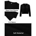 thumbnail image 6 of Chiclily Women's 3/4 Sleeve Open Front Cardigan Black L Lightweight V-Neck Cropped Bolero Shrug Sweater for Women, 6 of 8