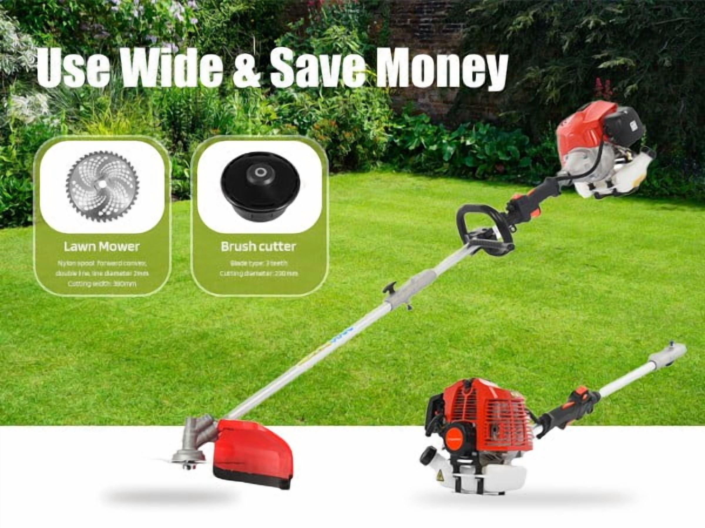 Seipouy Gas Weed Wacker, 52CC 2-Stroke Weed Eater Gas Powe, 5 in 1 Multi-Functional Gas Hedge Trimmer Chainsaw String Trimmer for Gardening