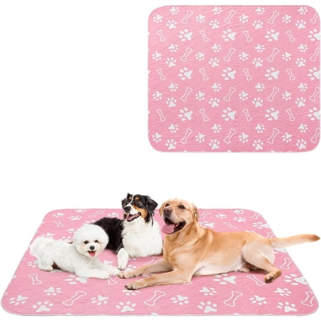 Washable Pee Pads for Dogs, 72" x 72" Extra Large Reusable Puppy Pads, Absorbent Potty Training Dog Mats, Non-Slip Pet Whelping Pads for Incontinence, Housebreak, Crate, Bed, Playpen, Pink