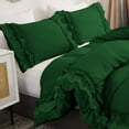 thumbnail image 2 of DNG Creations 1 Piece Double Ruffle Duvet Cover With Zipper Closure ( Solid Green ) All-Season 100% Egyptian Cotton, 800 Thread Count ( Oversized Queen - Size ), 2 of 6