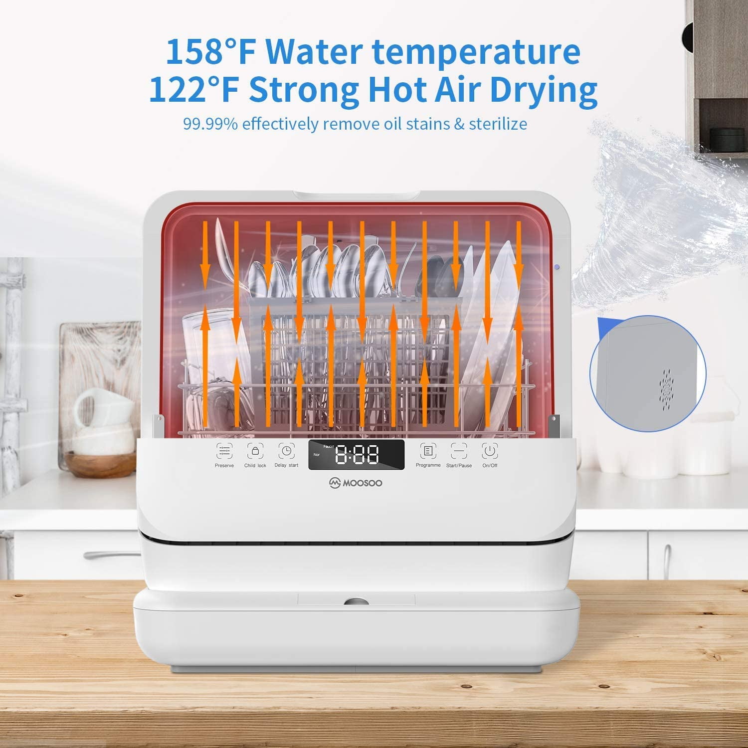 Buy Moosoo Countertop Dishwasher, Portable Dishwasher Cleaner with 7.5
