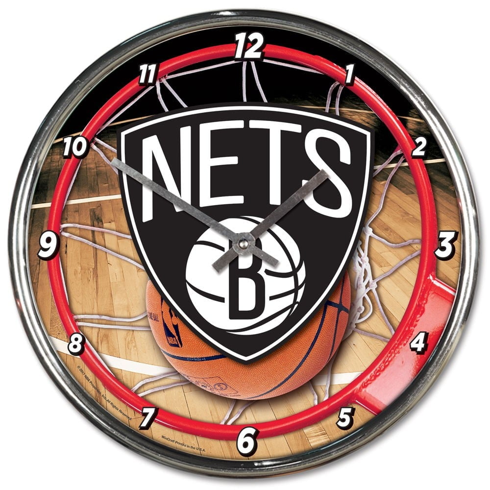 WinCraft Brooklyn Nets 12.75 Chrome Wall Clock