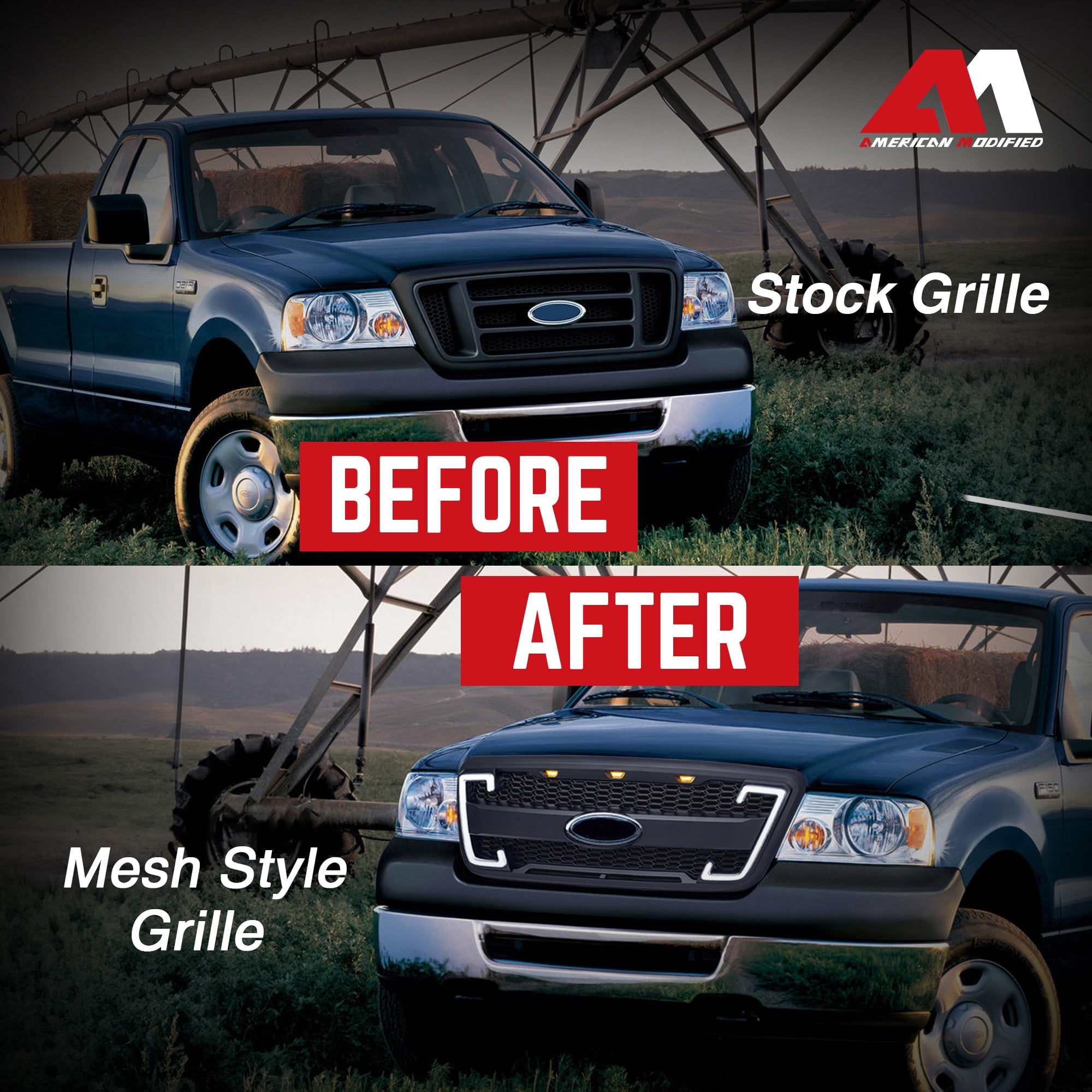 AMERICAN MODIFIED Raptor Style Mesh Grille for 04-08 Ford F150, Matte Black