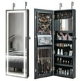 thumbnail image 1 of Costway LED Mirror Jewelry Cabinet Wall/Door Mounted  47" Armoire 3 Color Light Black, 1 of 10