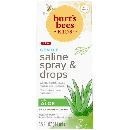Burt's Bees Bees Kids Saline Spray and Drops, Hypoallergenic, Moisturizing, Flushes Away Mucus for Ages 3 Months and Up, 1.5 fl. oz.