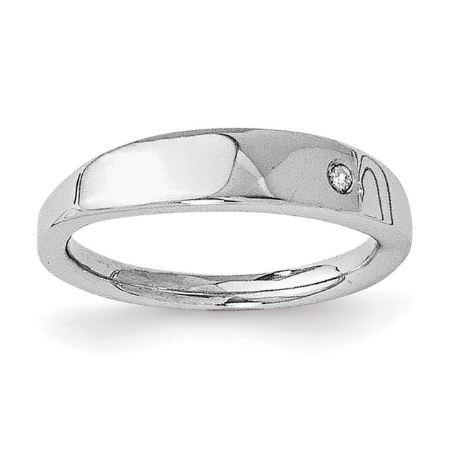 SS White Ice .02ct. Diamond Ring Size 8
