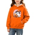 thumbnail image 3 of CBASIHI Girls Halloween Sweatshirts with Pockets Long Sleeve Fleece Warm Casual Cute Ghost Pumpkin Print Pullover Hoodies Orange 5 T, 3 of 7