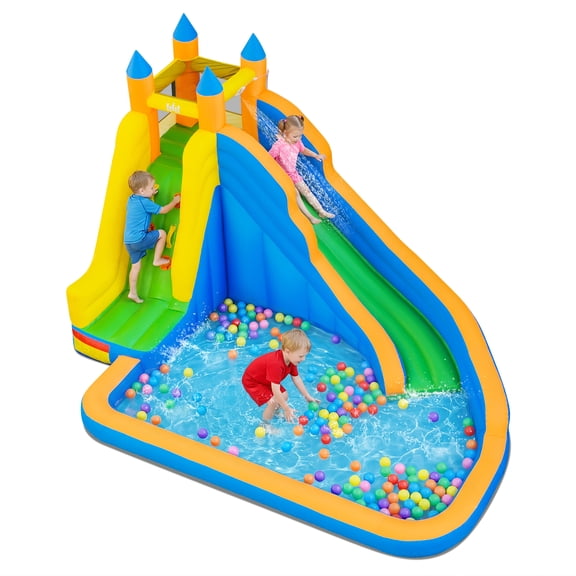 Costway Inflatable Water Slide Mighty Bounce House Castle Splash Pool without Blower