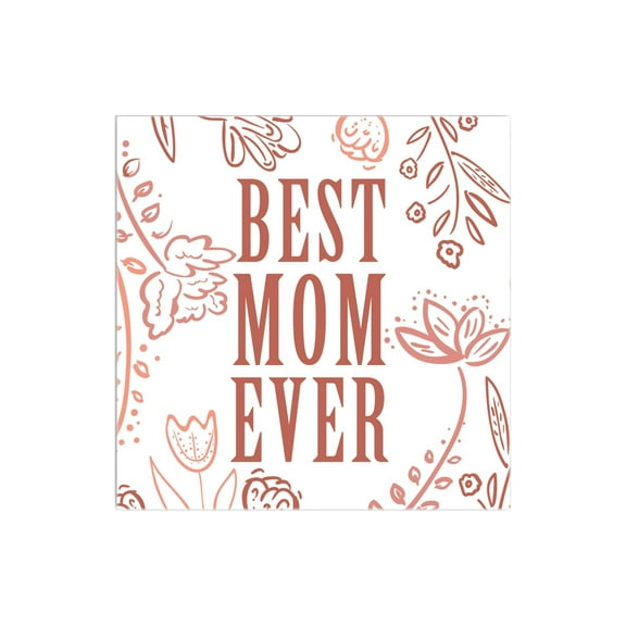 Best Mom Ever Dark Salmon Floral 12 x 12 Wood Wall Sign Plaque