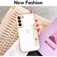 thumbnail image 4 of Compatible with Samsung Galaxy S22 Plus 6.6" 2022 Case Thin for Women Girls,Soft TPU Plating Bumper Wristband Holder Case Slim Anti-Scratch Shockproof Love Heart Cute Case(Elegant White), 4 of 14
