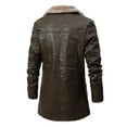 thumbnail image 2 of Abrigo de cuero vintage para hombre Chaqueta larga de cuero sintético para hombre Abrigo de PU de invierno con cuello de piel Gabardina gruesa Chaqueta de invierno Abrigo de hombre con, 2 of 5