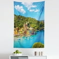 thumbnail image 1 of Italy Tapestry, Portofino Landmark Aerial Panoramic View Village and Yacht Little Bay Harbor, Fabric Wall Hanging Decor for Bedroom Living Room Dorm, 5 Sizes, Blue Green Yellow, by Ambesonne, 1 of 1