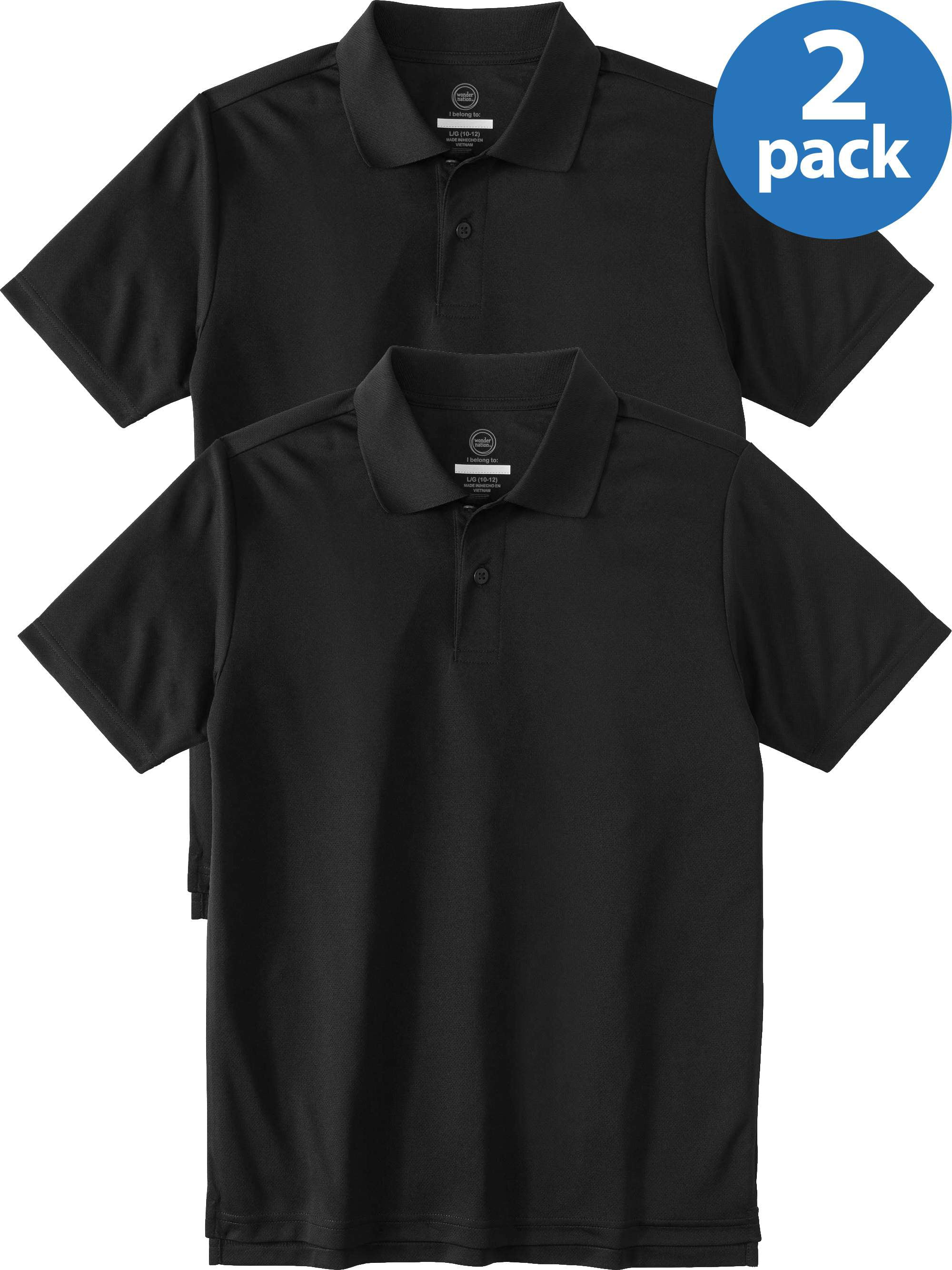 Age 4-12Years Kid Nation Kids 2 Packs Short-Sleeve Performance Polo Shirt for Boys or Girls
