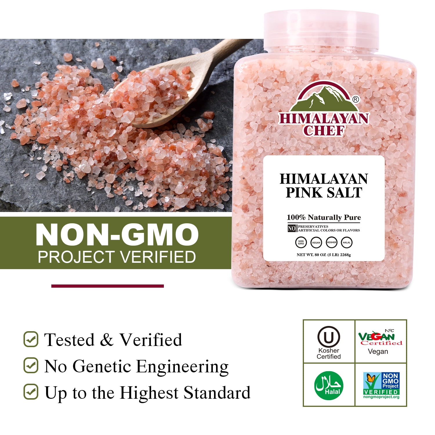 Himalayan Chef Pink Salt Coarse 5lbs, Ideal Sea Salt for Seasoning (Pack of 6)