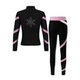 thumbnail image 5 of Sholeno Kids Figure Ice Skating Outfit Girls Lightweight Zip Up Jacket with Skating Leggings Yoga Pants Fleece Pink 10, 5 of 8
