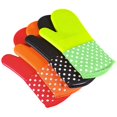 thumbnail image 4 of 2 piezas de guantes de silicona, guantes cortos de silicona de tela floral, guantes de silicona, guantes de panal, guantes de semisilicona (rojo), 4 of 5