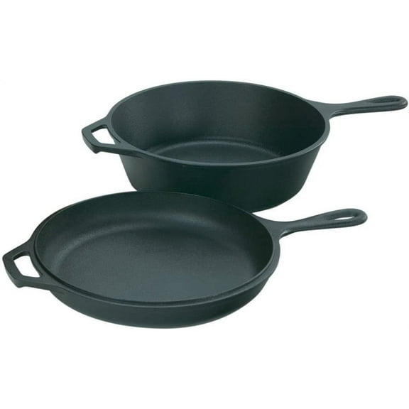 LODGE MFG Skillet/Griddle, With Lid, Seasoned Cast Iron, 10-1/4-In. LCC3