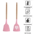 thumbnail image 3 of Los utensilios de cocina del utensilio de cocinar del silicón fijaron, manijas de madera del utensilio de cocina del silicón de 2 pedazos, 3 of 5