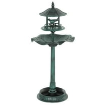 Demifill 3-in-1 Garden Bird Bath Bowl Pedestal with Bird Feeder, Large Water Basin, Underneath Flower Planter for Outdoor as Garden, Yard, Green