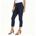 thumbnail image 2 of Women's Soft Stretchy Straight Leg Pants with Elastic Mid Waistband and Pockets, Casual Work Lounge Business Travel Pants, Womens | VerBelle,Navy L, 2 of 6