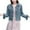 Blue, variant on jsaierl Women Oversized Denim Jacket Embroidered Pearls Beading Cropped Jeans Coat