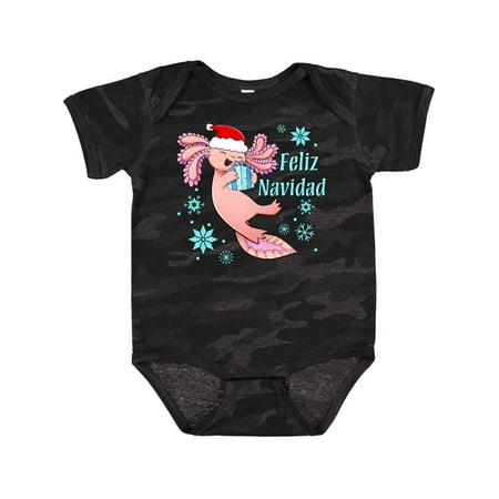 

Inktastic Feliz Navidad Cute Axolotl in Santa Hat with Snowflakes Gift Baby Boy or Baby Girl Bodysuit