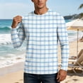thumbnail image 4 of OIOLOYJM Sun Shirts for Men Long Sleeve UPF Sun protection Plaid Rash Guard Lightweight Swim Fishing Shirt Uv Outdoor Classic Fit Gym T-Shirt Light Blue S, 4 of 6