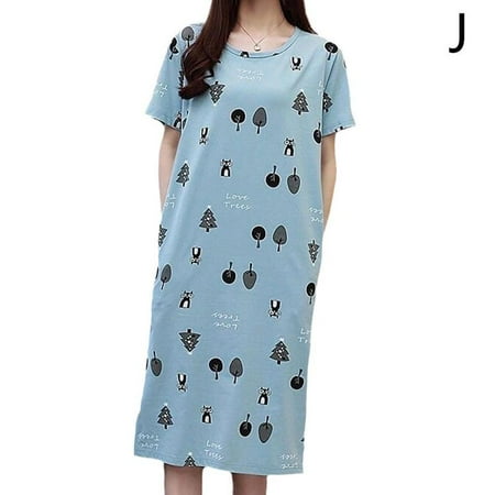 

Women Short Sleeve Nightgown Sleepwear Pajamas Cotton Sleep Dress Nightshirt P9M2