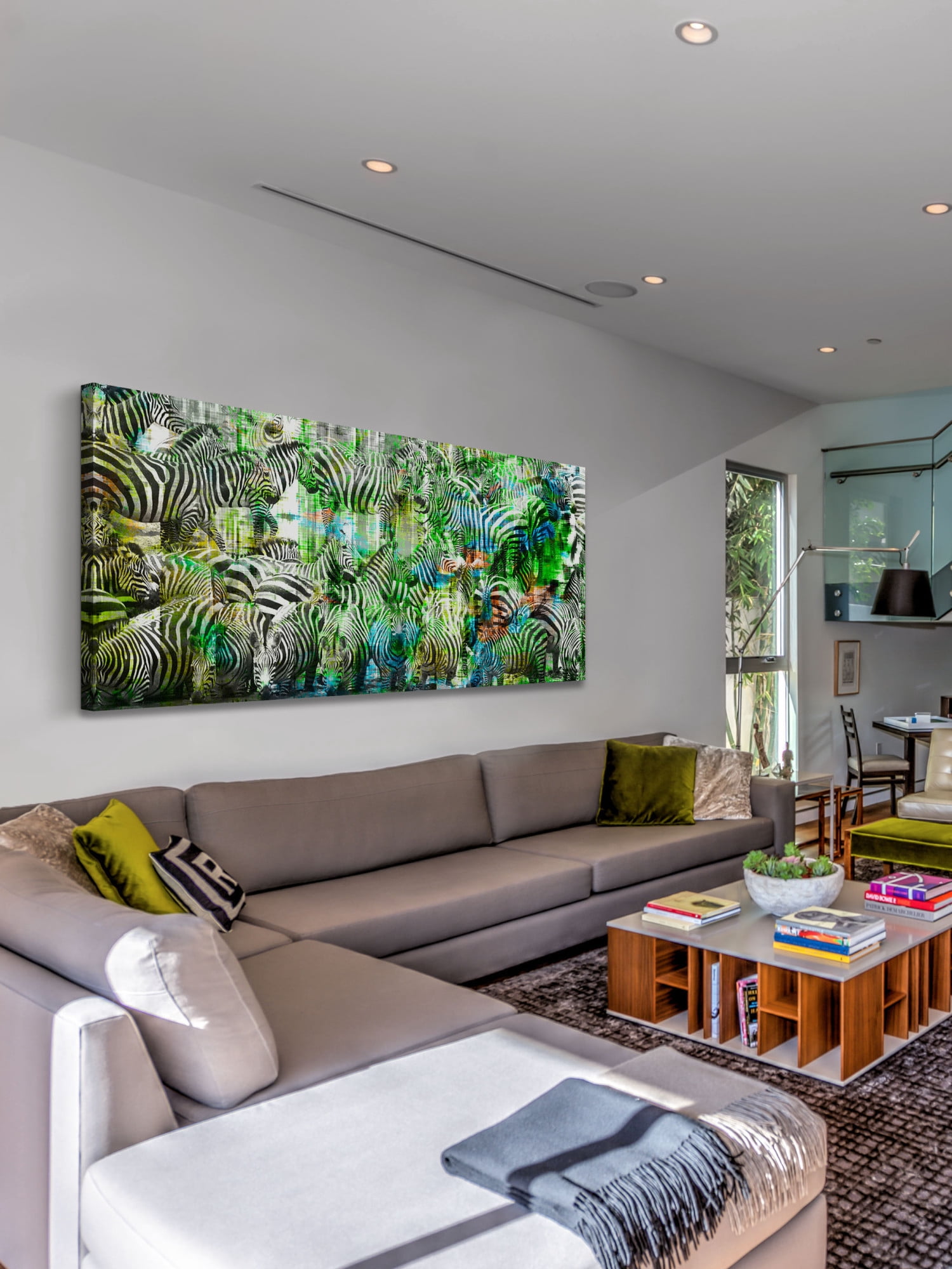 Parvez Taj "Green Zebras" Print on Canvas