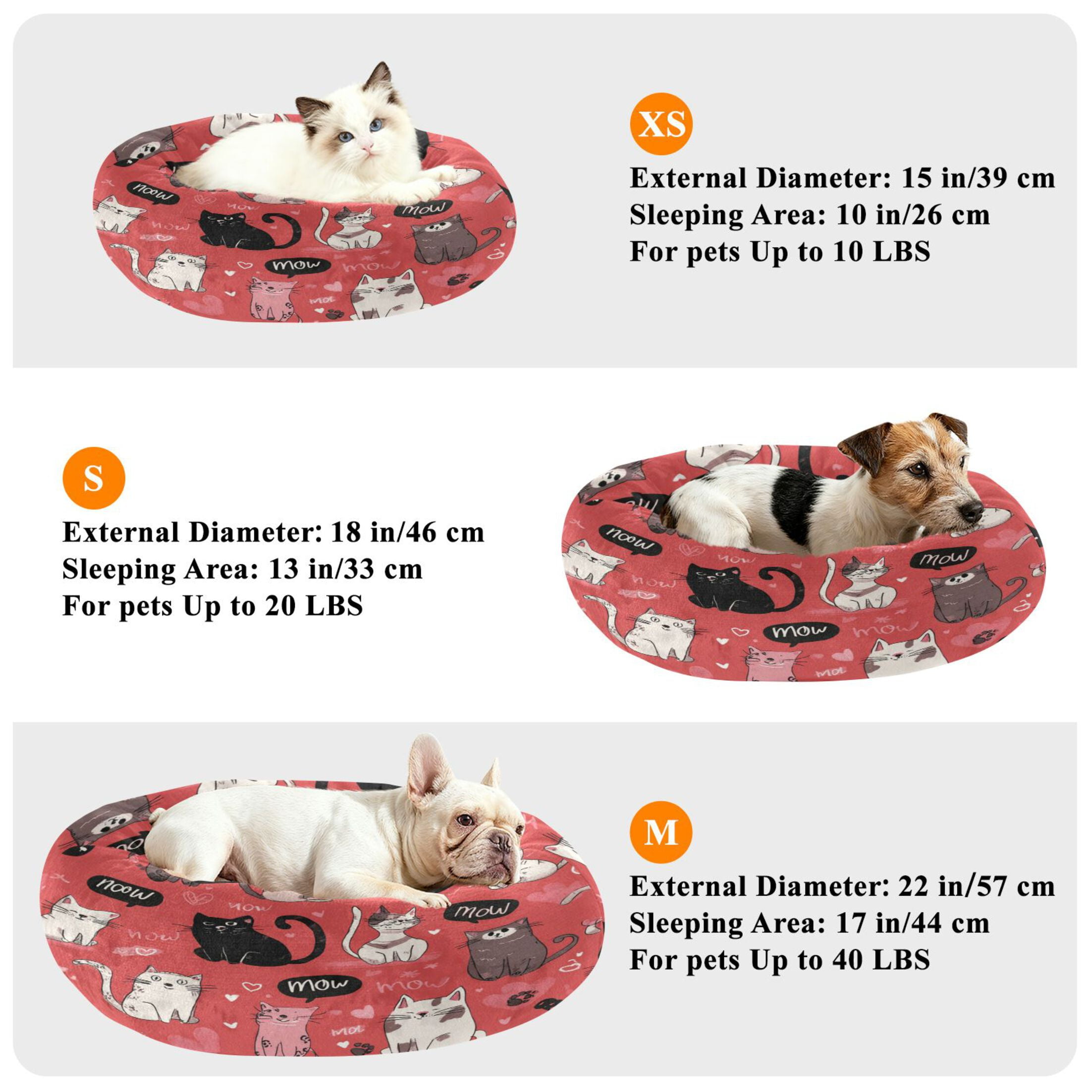 Iauyy Pet Couch Donut Cat Bed for Indoor Cats/Small Dogs Washable & Machine with Non-slip Bottom Calming Cat Furniture, Fat Cat (M)
