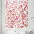 thumbnail image 1 of Watercolor Tapestry, Bird on Tree Branch Floral Swirls Curves Little Dots Wildlife, Fabric Wall Hanging Decor for Bedroom Living Room Dorm, 5 Sizes, Coral Dried Rose White, by Ambesonne, 1 of 1