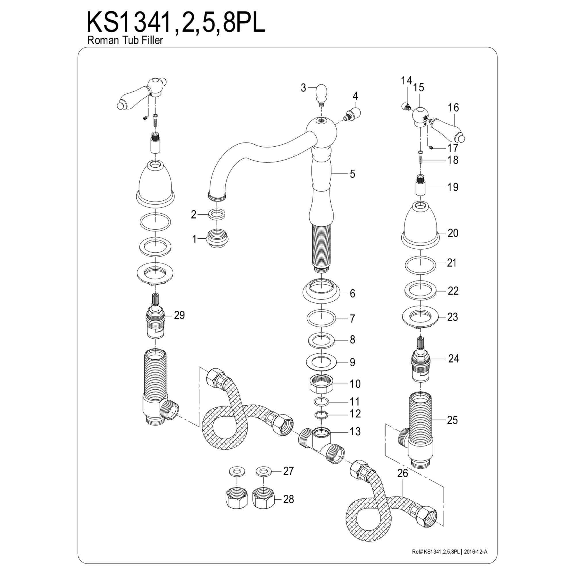 Kingston Brass KS1345PL Heritage Two-Handle Deck Mount Roman Tub Faucet, Oil Rubbed Bronze