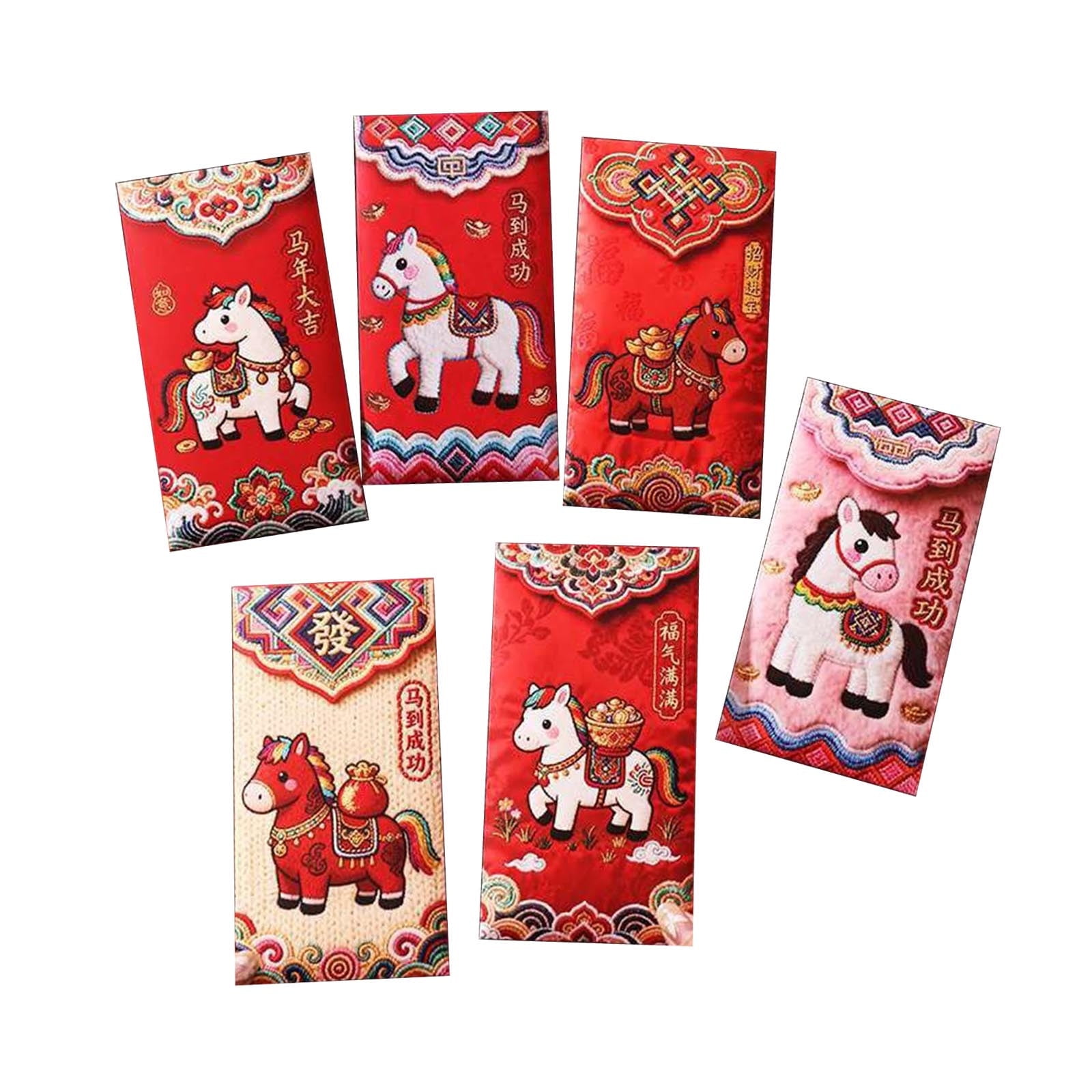 6 Sobres Rojos De Año Nuevo Chino 2026 – Año Del Caballo, Diseño 3D Con Nubes Auspiciosas Y Relieve, Para Dinero En Efectivo, 16.8 X 8.9 Cm