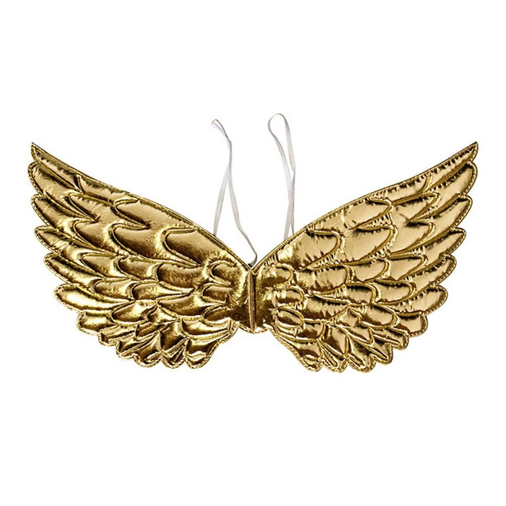 US_Kids Unisex Glossy Metallic Angel Wings for Cosplay Party Show Costume Gift