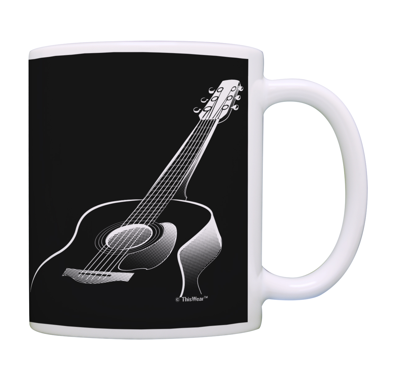 ThisWear Music Lovers Gifts 3D Acoustic Guitar Mug Music Teacher Mug Music Themed Gift for Women