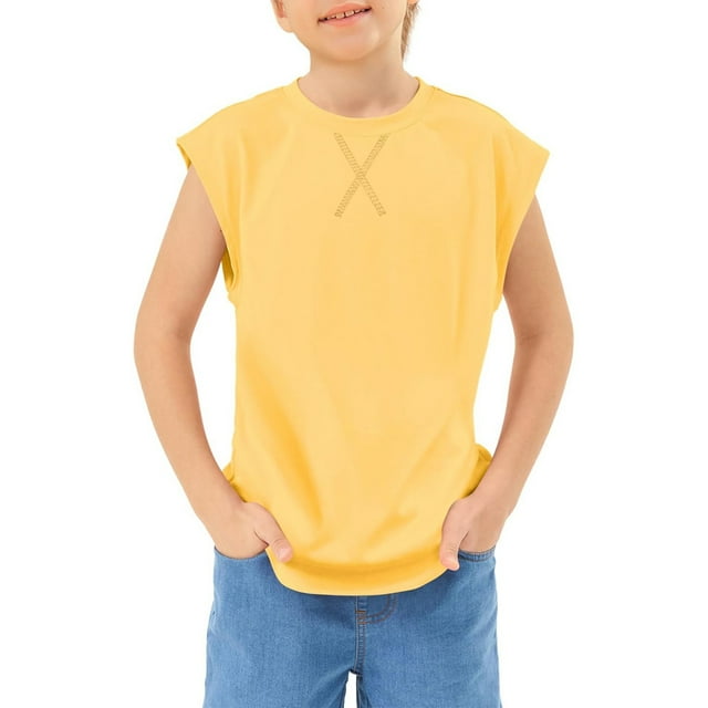 HUANBAI Débardeurs Athlétiques Sans Manches pour Garçons, T-Shirts Décontractés d'Été pour Enfants, Col Rond, 3-14 Ans