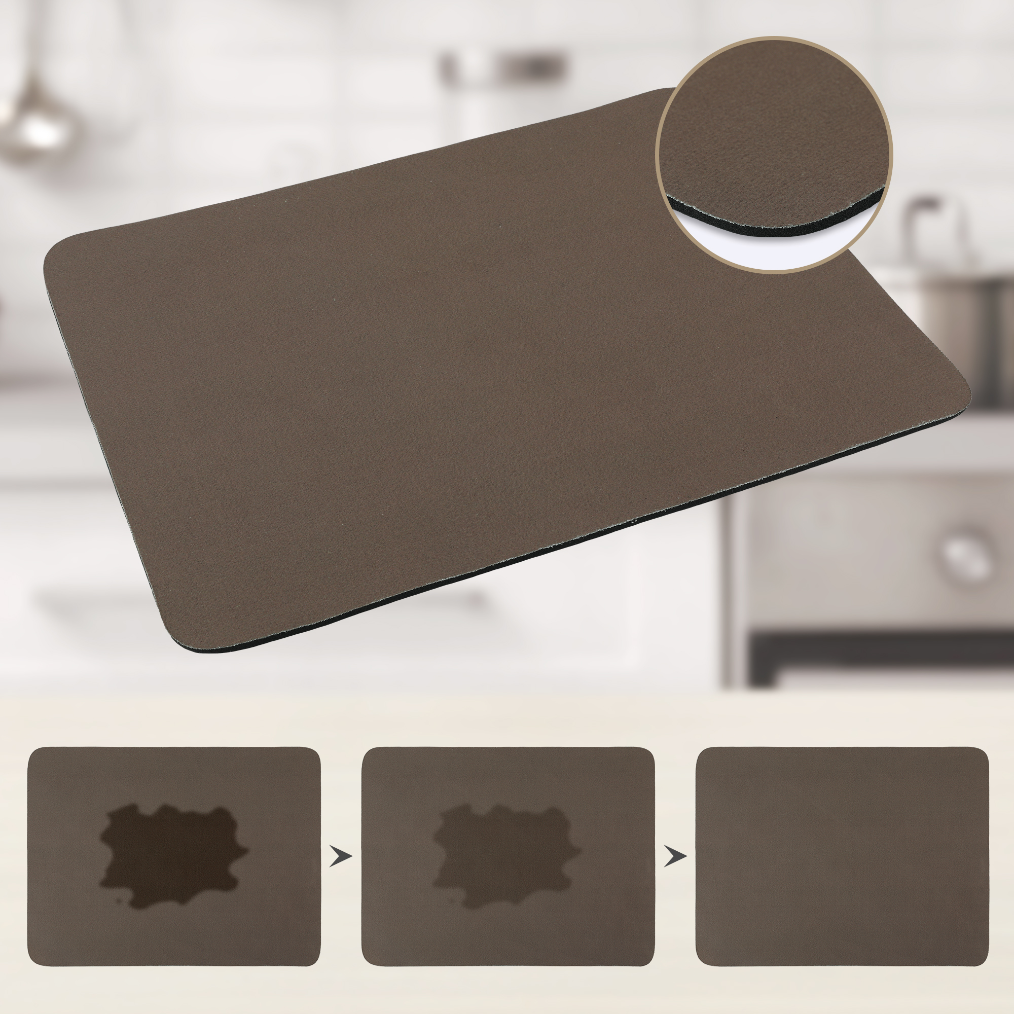 Unique Bargains Highly Absorbent Dish Drying Mat for Kitchen Coffee 15.7*11.8 inch
