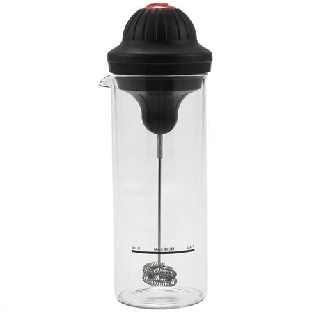 Milk Frother Electric Foamer Coffee Foam Maker Mixer Battery Milk Frother Jug Cup,1*Milk frother,black & transparent