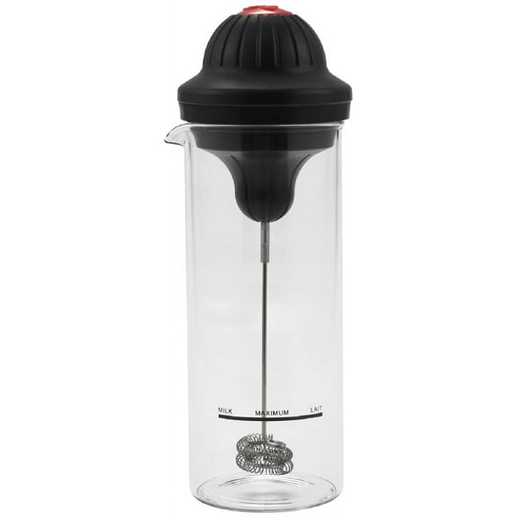 Milk Frother Electric Foamer Coffee Foam Maker Mixer Battery Milk Frother Jug Cup,1*Milk frother,black & transparent