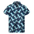 thumbnail image 3 of Camisas hawaianas con estampado de dinosaurios para hombre, camisa de verano con solapa y estampado 3D de animales, blusa holgada de manga corta con botones para la calle, 3 of 4