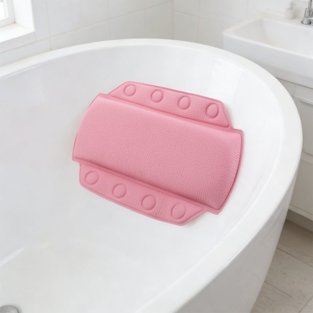 KAKOWELY Cojín Ergonómico Rosa Para Bañera Con Soporte Para Cuello Y Accesorios